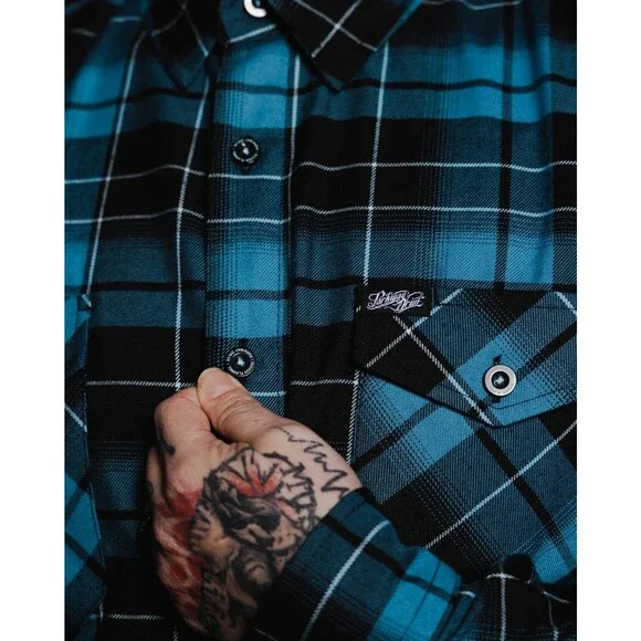 DIXXON Flannel Parkway Drive Deep Blue Collab Sleepwalker Karma Brand New - Picture 4 of 4